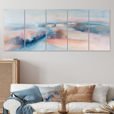 Gris, rose, minimalisme, village, mirage IV - ensemble d'art mural de ferme