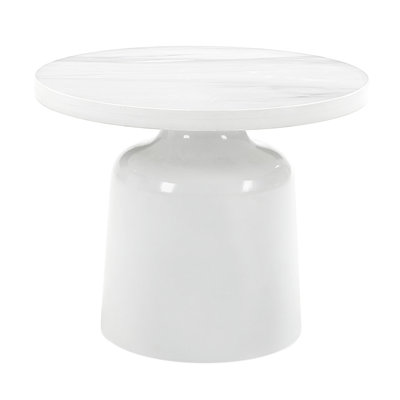 Table en marbre d'ingénierie avec un aspect blanc ultrabrillant contemporain