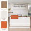 Bureau de réception moderne avec panneau d'intimité et éclairage DEL décoratif - blanc et grain de bois avec accents orange brûlé-636532447