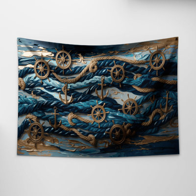 Nautical Simplified nautical elements Wall Tapestry