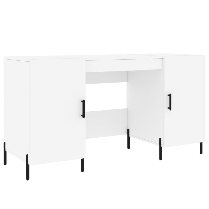 Bowerville 140cm W Rectangle Writing Desk with and Cabinet, White