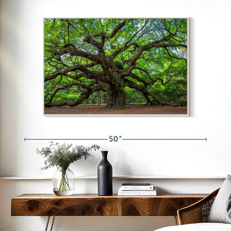 Vieux chêne, Cadre flottant blanc, 40 po x 27 po
