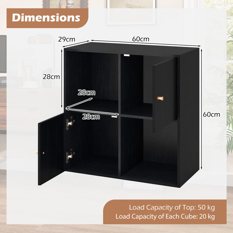 60cm H x 60cm W Cube Bookcase, Black