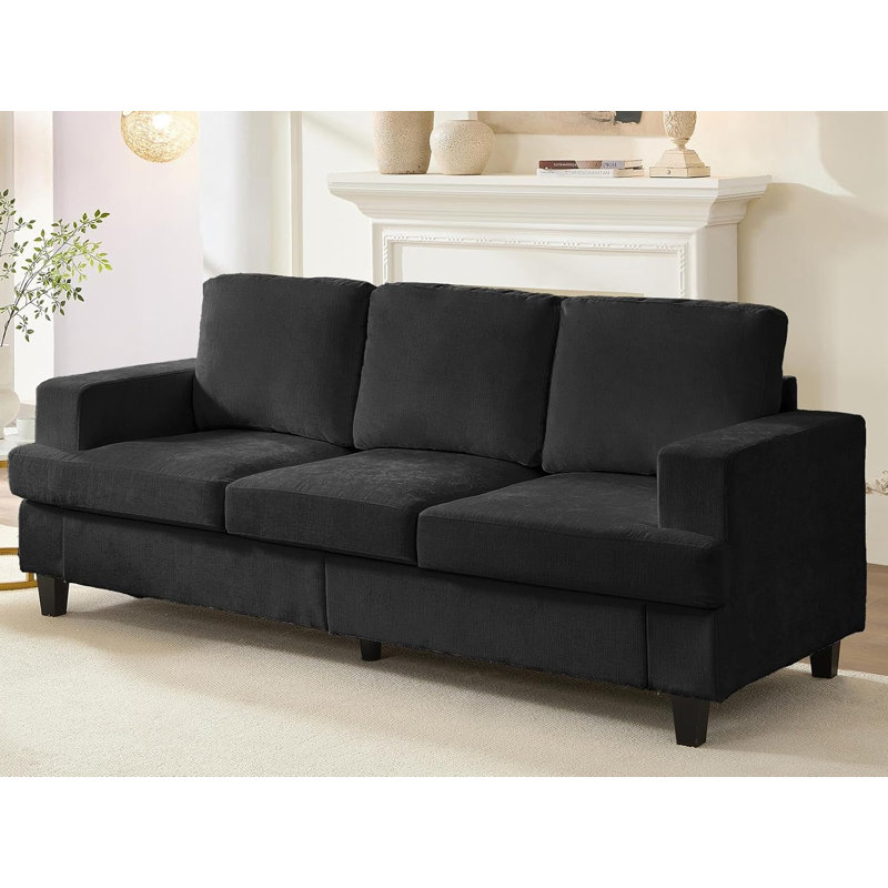 Canapé modulaire en tissu de chenille de 82 po de largeur avec 82 po d'épaisseur, avec support et éponges douces, canapé rembourré confortable avec 3 places pour ensembles de meubles de salon