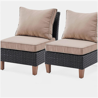 Ensemble de 2 petits meubles de patio, ensemble modulaire de patio avec coussins, canapé sans accoudoirs pour chaises d'extérieur en osier, canapé en osier d'extérieur personnalisable pour le jardin, le balcon et la cour