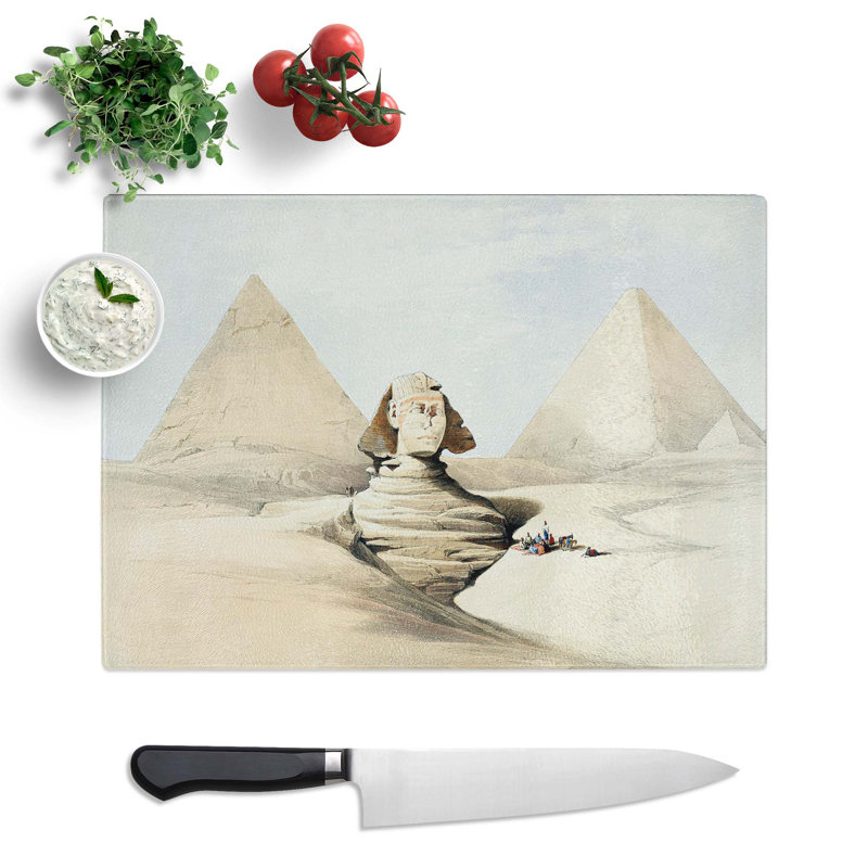 Tempered Glass the Great Sphinx Pyramids of Giza by David Roberts Chopping Board, 28.5 cm x 20 cm