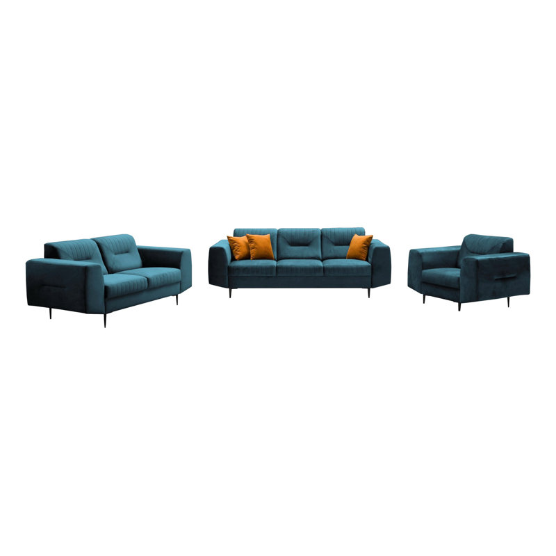 Aubreeanna 3 - Piece Living Room Set, Marine, Black