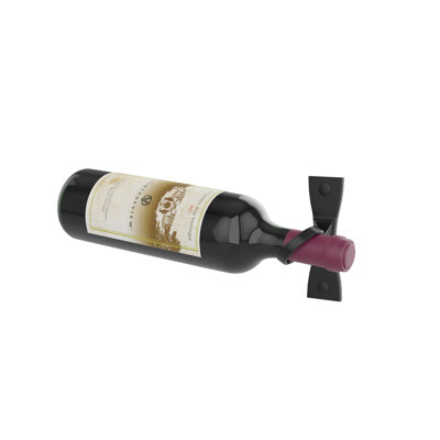 Lleucu 1-Bottle Helical Wall-Mounted Metal Wine Rack in Matte Black - 5”, Left-Facing