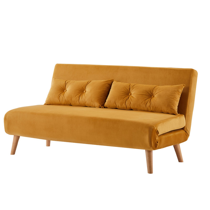 Wallen 2 Seater Velvet Sleeper, Mustard