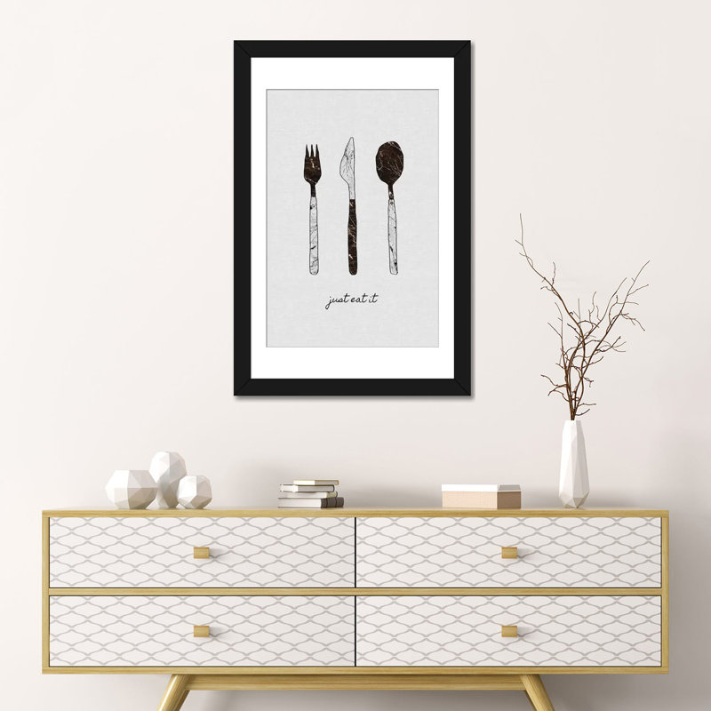 «Just Eat it», impression sur toile, H 24 po x l 16 po x P 1 po, Papier d'art encadré noir, Blanc