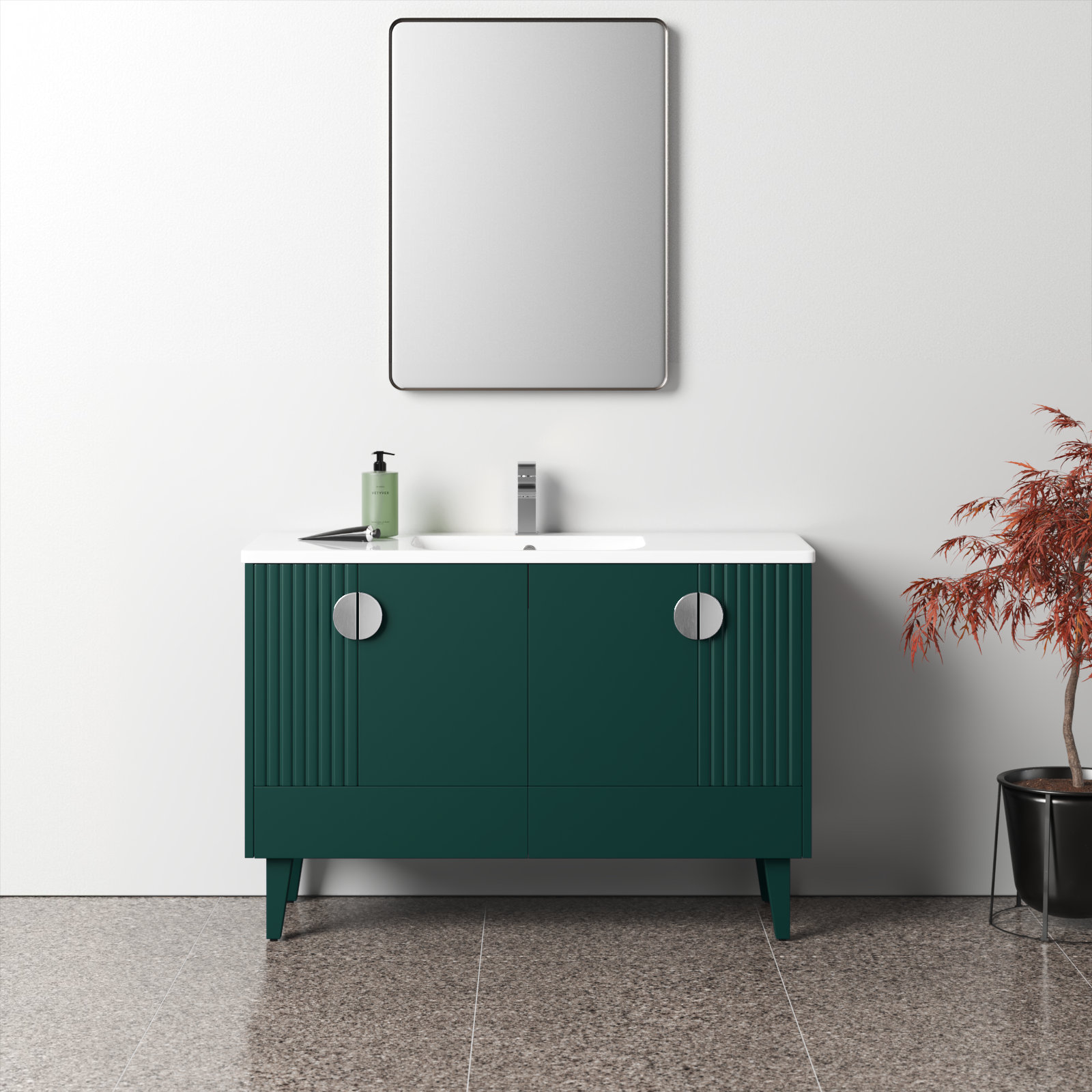 Saimah 48'' Single Bathroom Vanity, Polished Chrome, Green