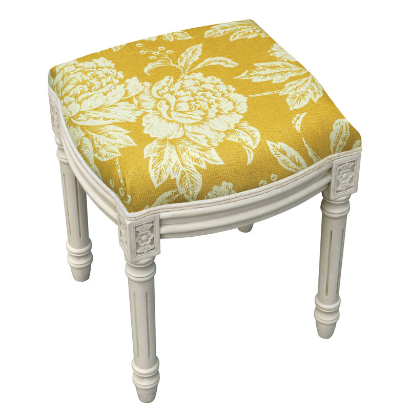 Loretta Solid Wood Accent Stool, Mustard