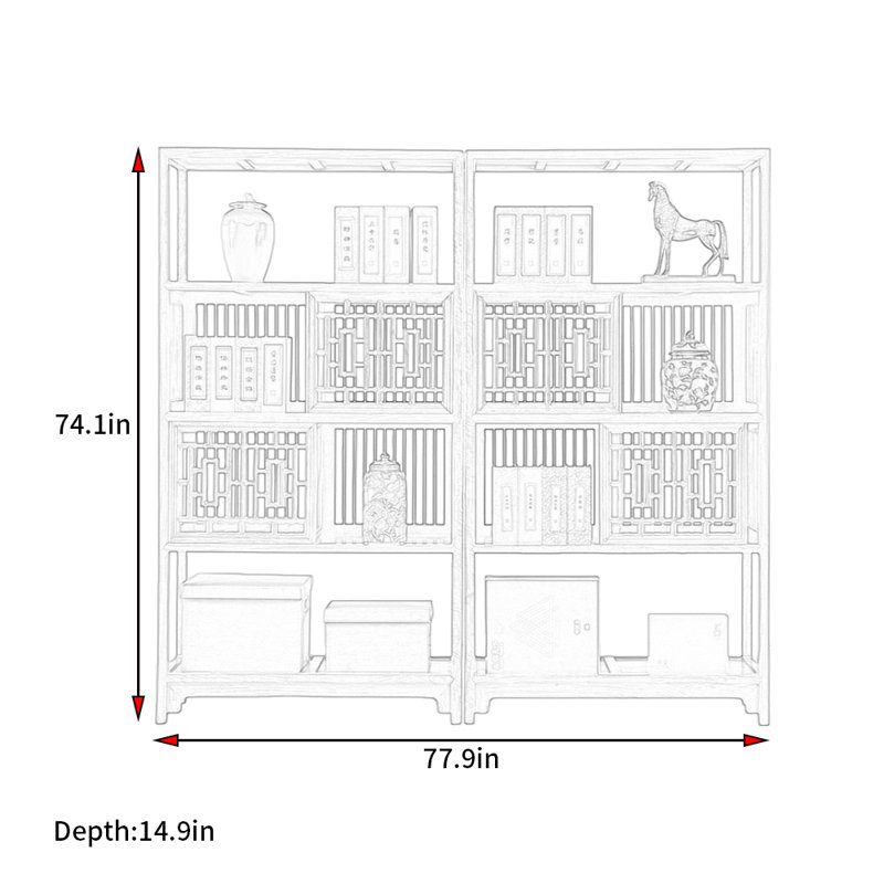 74.1'' H x 77.9'' W Standard Bookcase