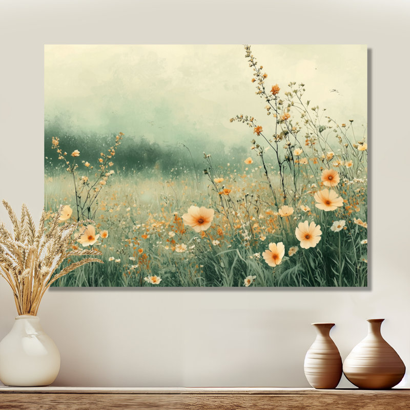 Jabbaar Orange Country Wildflowers Dream - Art mural fleurs sauvages, H 16 po x l 32 po, Toile tendue, Ne s'applique pas