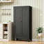 Armoire de cuisine Mikenlee en métal noir - Étagères autoportantes réglables pour la cuisine, le garde-manger et la salle de bain-1486349823