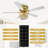 Modern 48" 3-Light Brushed Brass Crystal Flush Mount Ceiling Fan With Remote Control, 3-Speed Reversible AC Motor, Timer