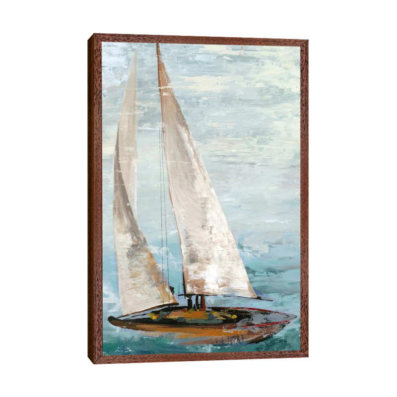 Quiet Boats III 1 Piece Painting on Canvas, 66.04 cm H x 45.72 cm W, Classic Brown Wood Framed Canvas