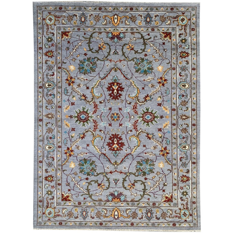 Dahlia Oriental Gray Hand Knotted Wool Rug 6'0" x 9'0"