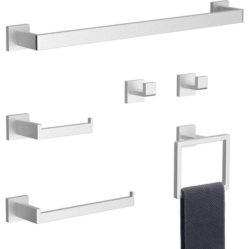 6 - Piece Bathroom Hardware Set, Brushed Nickel