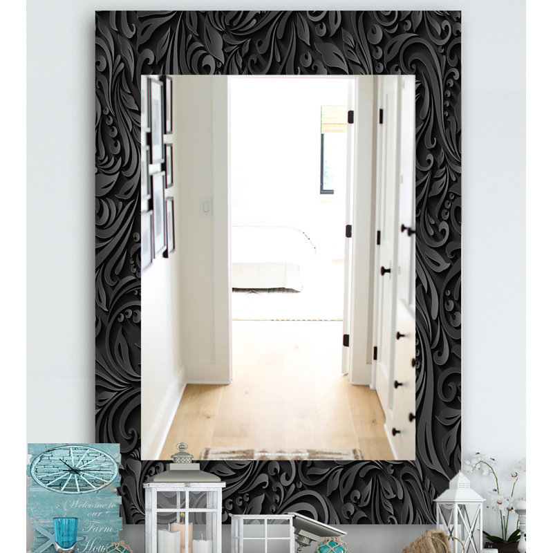 Miroir mural 10 obsidian impressions, H 39,4 po x l 29,5 po