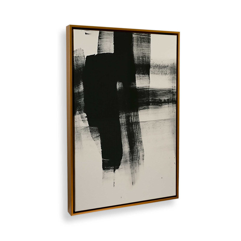Impression sur toile gris anthracite Whisper III, H 30,75 po x l 20,75 po x P 1,75 po, Cadre flottant or poli