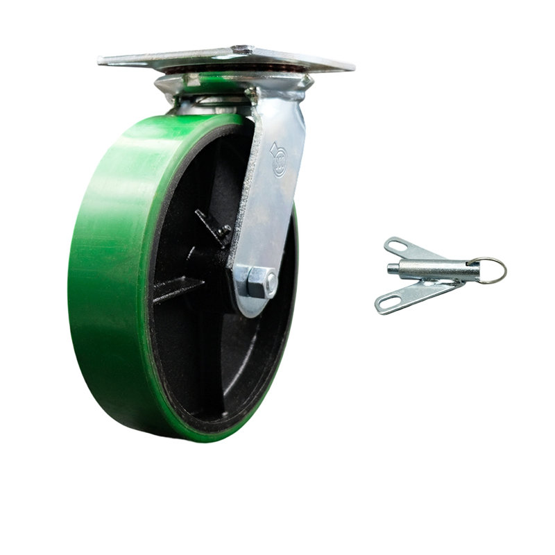 4-Piece Polyurethane and Cast Iron Caster Set, Green
