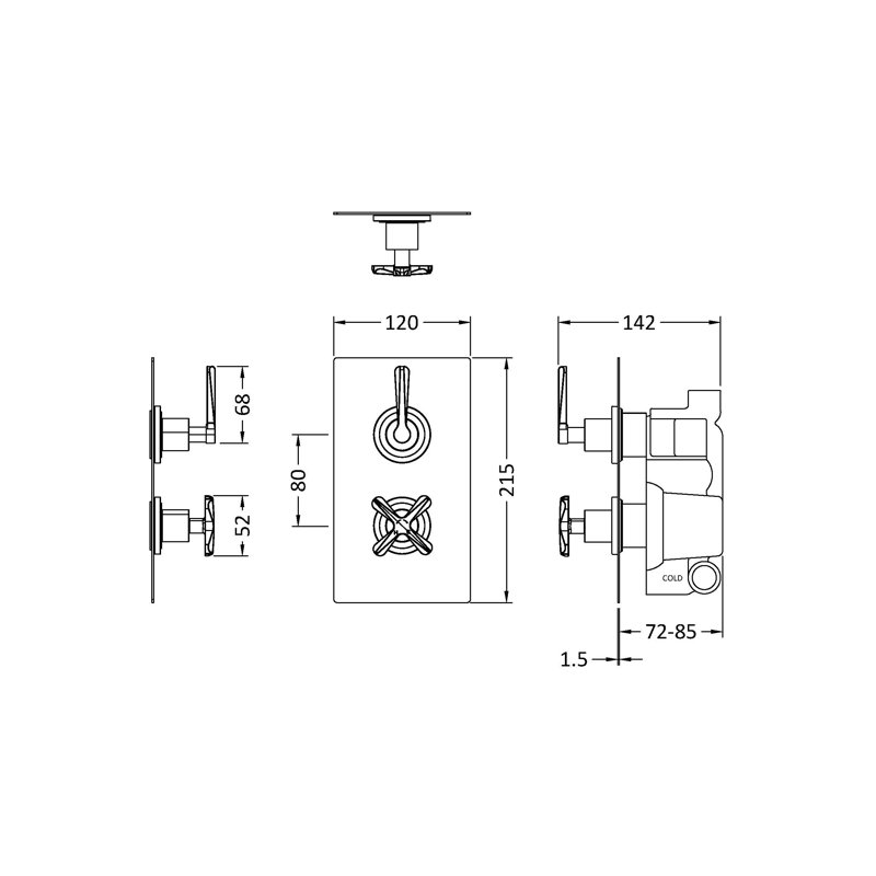 Twin Thermostatic Valve, Chrome