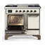 Majestic III Series 40 Inch Dual Fuel Range with 6 Sealed Burners, Griddle, in White (Natural Gas, Copper Trim)-1341391954-1341391955-1341391964