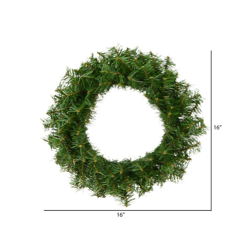 Artificial Canadian Pine Wreath Unlit, 16" H x 16" W x 3" D