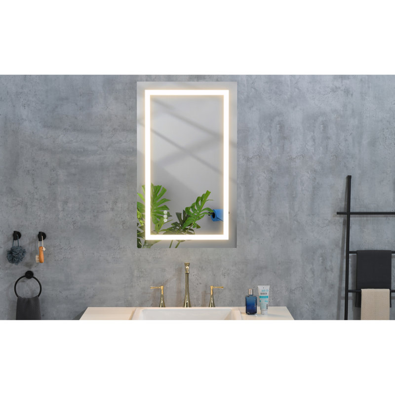 Miroir 40 po x 24 po à DEL pour salle de bain à intensité variable - brouillard, 3 températures de couleur, mémoire, grand brouillard mural, ornement