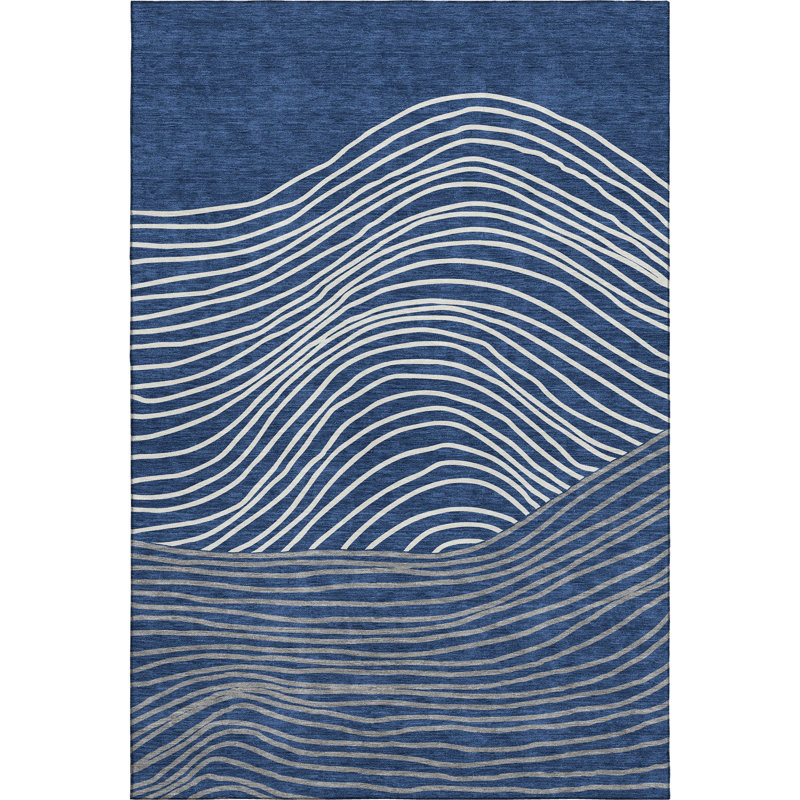 Tapis de qualité supérieure lavable à la machine Mayfield AMF2350, Marine, 5 pi x 7 pi 6 po