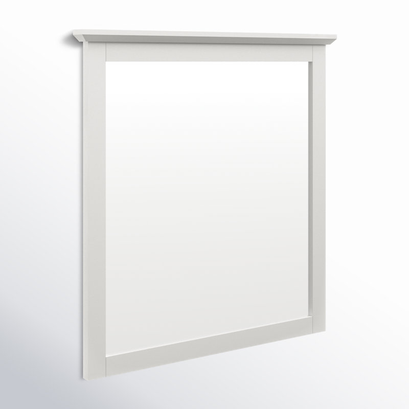 Monza Wood Rectangle Wall Mirror, Snowfall White