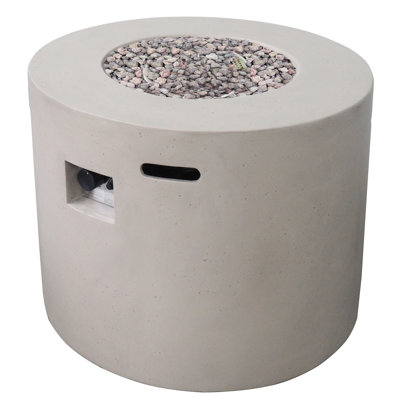 Fire Pit - 31" Round, 40,000 , Lightweight Concrete, Grey Finish, Enjoy Backyard Nights, No Assembly Round Grey, Make Your Extraordinary,
