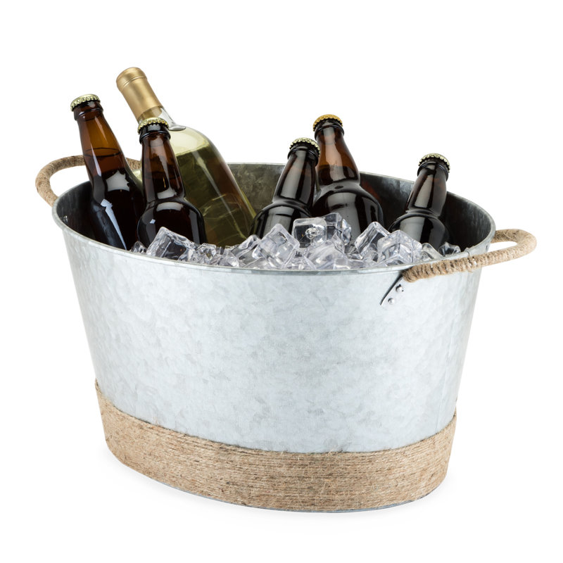 Seaside Jute Rope Wrapped Galvanized Tub