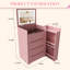 Meuble-lavabo à miroir 3 en 1 avec rangement à DEL et tabouret-133266754