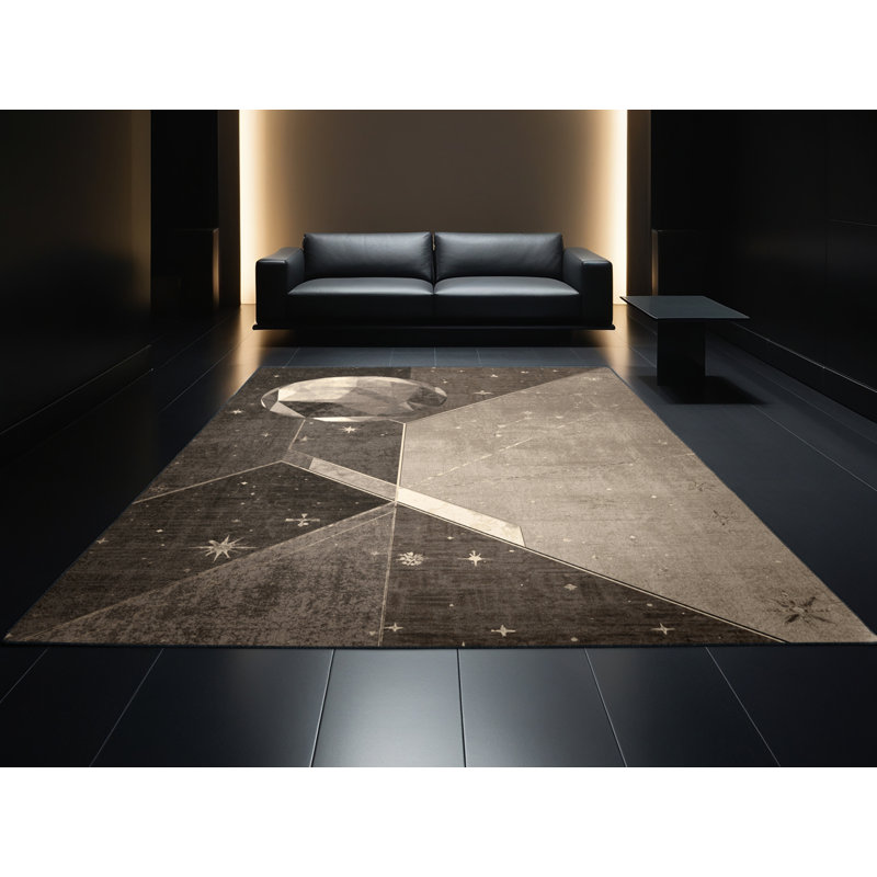 Machine Washable Pantelie Posh & Luxe Starburst Rug in Brown –  Binding, 5 x 7