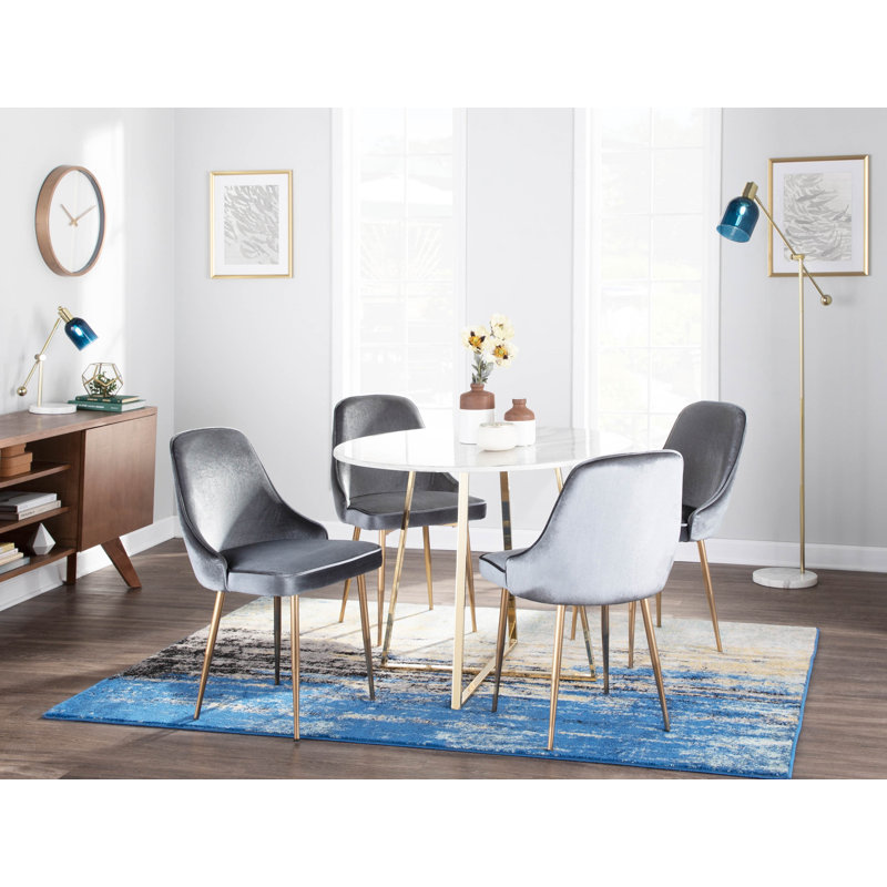 Stanca 20'' H Velvet Upholstered Side Chair, Silver, Gold