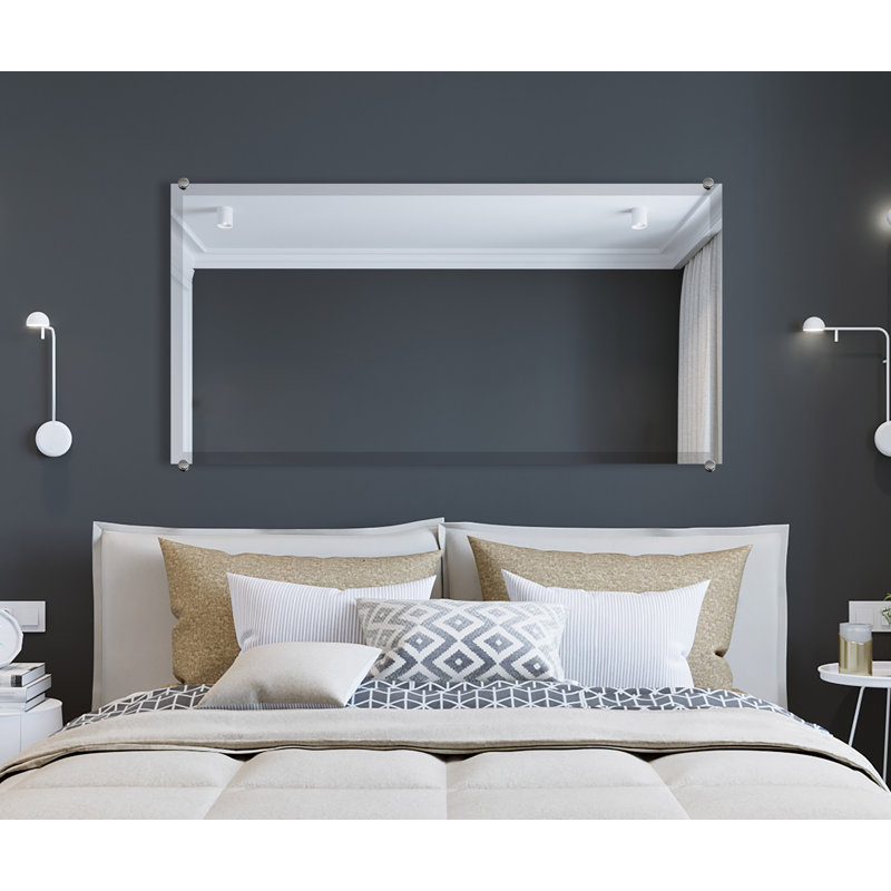 Mansell Beveled Frameless Wall Mirror, 62" H x 36" W, Chrome