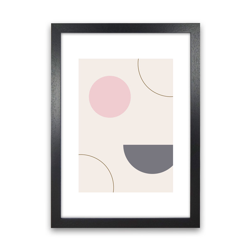 Mila Pink Abstract N23 by Pixy Paper - Print, 84cm H x 59.4cm W x 3cm D, Black Framed