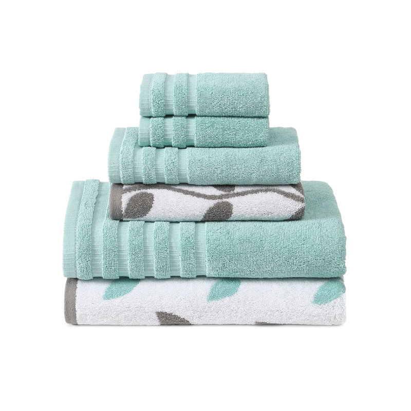 Ensemble de serviettes en jacquard teint en fil et en coton 6 pièces Modern fils modernes - 100% coton, à séchage rapide et bain absorbant