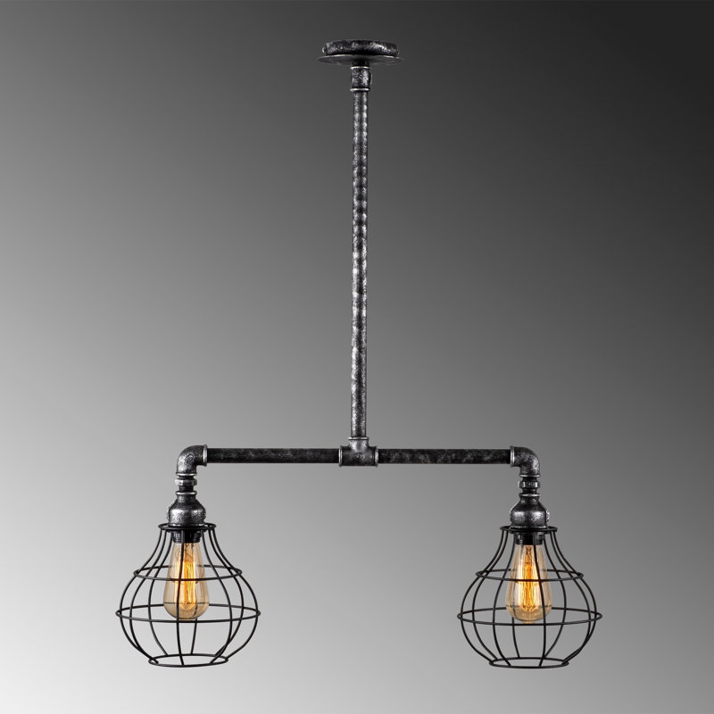 Luminaire suspendu géométrique à 2 lumières pour îlot de cuisine Fulgham