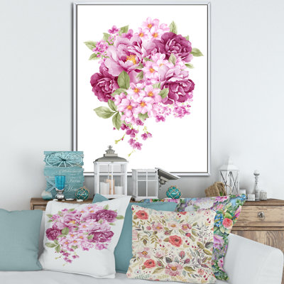 Fleurs roses rétro - peinture sur toile