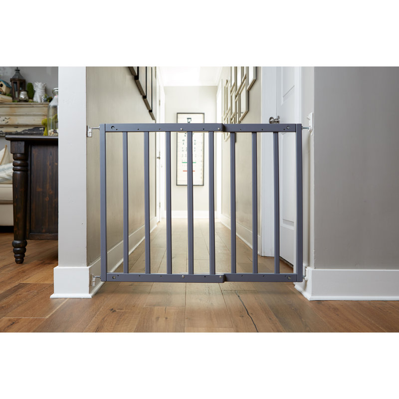 Gray Solid Wood and Metal Expandable Pet Gate