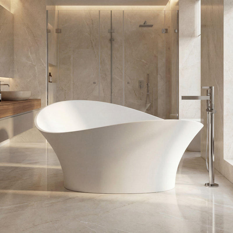 Vivian 68.9'' L Freestanding Soaking Bathtub, White