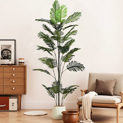 86" Artificial Tree With Pot, Tropical Style Decor, For Any Decor Complement, Easy Maintenance Flexible Iron Frame, Leaves And Branches, Customize Interior Space, Assembly Included Piece,