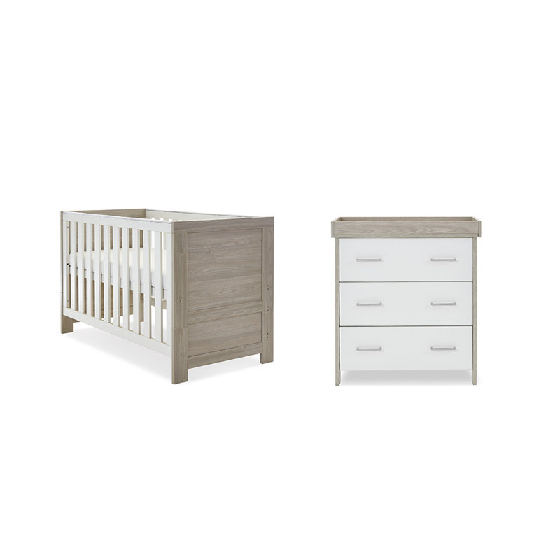 Nika Cot Bed 2-Piece Nursery Furniture Set, Grey Wash/White