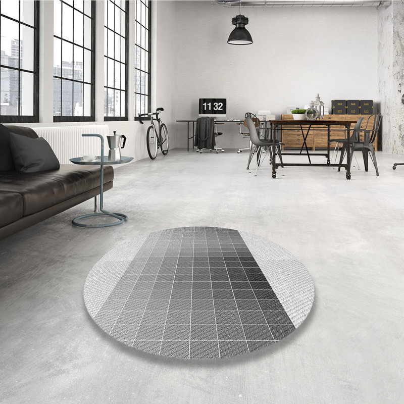 Tapis 100% à motif lavable à la machine 2989, Rond 4 pi
