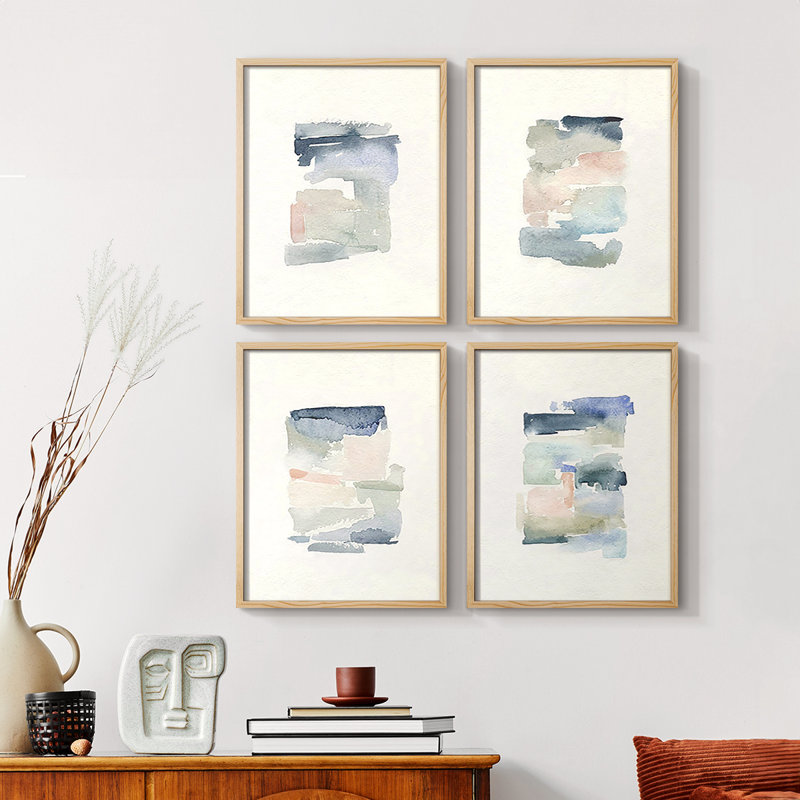 Sea Glass Color Studies I Framed Print - Set of 4, 28" H x 22" W, Natural