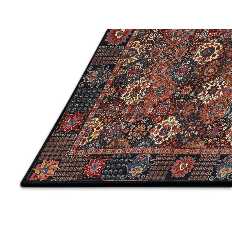 Tapis brun/noir/crème traditionnel, Rectangle 5 pi x 7 pi