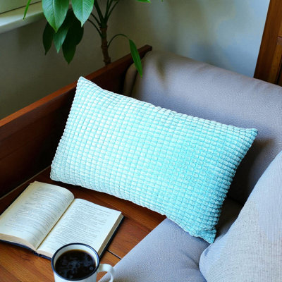 2 pièces de coussins décoratifs en mélange de polyester bleu 12 X 20 pouces pour le soutien lombaire 2 housses et 2 inserts